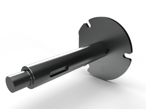 Achse mit Flansch für Topfbahn-Antrieb Javo