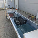 Edelstahl-Wassereinheit / Bewässerungswanne für Kisten, Trays oder Töpfe – komplett und funktionsfähig.
