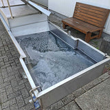 Edelstahl-Wassereinheit / Bewässerungswanne für Kisten, Trays oder Töpfe – komplett und funktionsfähig.